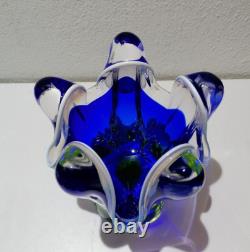 Vase en verre artistique par Josef Hospodka pour les verreries de Chribska 1960 (k33)