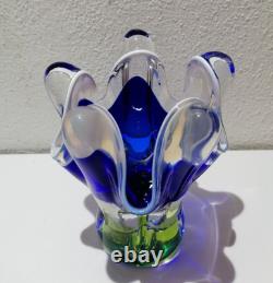 Vase en verre artistique par Josef Hospodka pour les verreries de Chribska 1960 (k33)