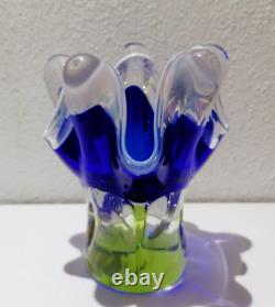 Vase en verre artistique par Josef Hospodka pour les verreries de Chribska 1960 (k33)