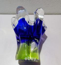 Vase en verre artistique par Josef Hospodka pour les verreries de Chribska 1960 (k33)