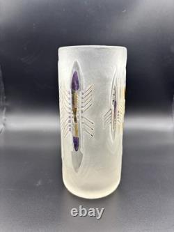 Vase en verre artistique signé Anja Isphording 1989, en verre de studio sculpté et coulé, 17 cm