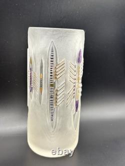 Vase en verre artistique signé Anja Isphording 1989, en verre de studio sculpté et coulé, 17 cm