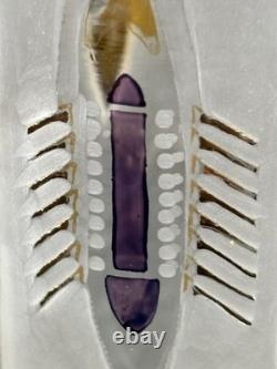 Vase en verre artistique signé Anja Isphording 1989, en verre de studio sculpté et coulé, 17 cm