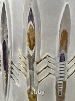 Vase en verre artistique signé Anja Isphording 1989, en verre de studio sculpté et coulé, 17 cm