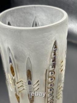 Vase en verre artistique signé Anja Isphording 1989, en verre de studio sculpté et coulé, 17 cm Vase en verre artistique signé Anja Isphording 1989, en verre de studio sculpté et coulé, 17 cm