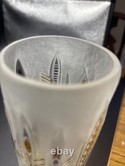 Vase en verre artistique signé Anja Isphording 1989, en verre de studio sculpté et coulé, 17 cm