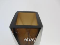 Vase en verre artistique sommerso en forme géométrique facettée V Nason en cannelle et or de l'époque spatiale XXL