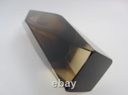 Vase en verre artistique sommerso en forme géométrique facettée V Nason en cannelle et or de l'époque spatiale XXL