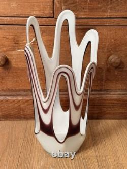 Vase en verre artistique soufflé à la main Jozefina Krosno Vintage Série Erupt Tourbillon Zebra