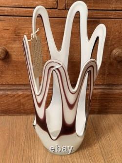 Vase en verre artistique soufflé à la main Jozefina Krosno Vintage Série Erupt Tourbillon Zebra