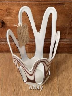 Vase en verre artistique soufflé à la main Jozefina Krosno Vintage Série Erupt Tourbillon Zebra