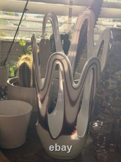 Vase en verre artistique soufflé à la main Jozefina Krosno Vintage Série Erupt Tourbillon Zebra