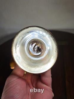 Vase en verre artistique soufflé à la main irisé orange à bord festonné de style victorien antique