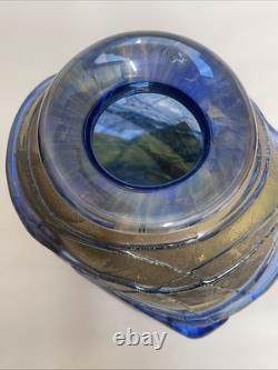 Vase en verre artistique soufflé à la main signé Joy Greenhalgh infusé avec de l'or 24 carats