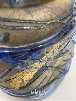 Vase en verre artistique soufflé à la main signé Joy Greenhalgh infusé avec de l'or 24 carats
