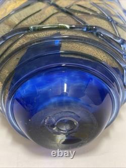Vase en verre artistique soufflé à la main signé Joy Greenhalgh infusé avec de l'or 24 carats