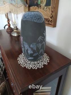 Vase en verre artistique tchèque/bohémien de milieu de siècle, gravé à l'acide, beau design