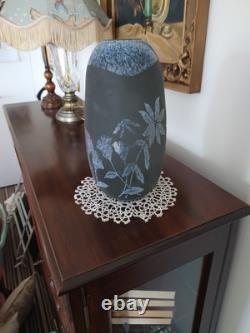 Vase en verre artistique tchèque/bohémien de milieu de siècle, gravé à l'acide, beau design