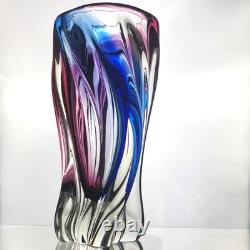 Vase en verre artistique torsadé vintage de Chribska, République tchèque, par Josef Hospodka, vers 1970, 9 pouces, grand
