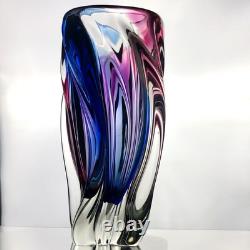 Vase en verre artistique torsadé vintage de Chribska, République tchèque, par Josef Hospodka, vers 1970, 9 pouces, grand