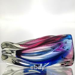 Vase en verre artistique torsadé vintage de Chribska, République tchèque, par Josef Hospodka, vers 1970, 9 pouces, grand