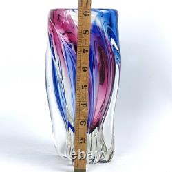 Vase en verre artistique torsadé vintage de Chribska, République tchèque, par Josef Hospodka, vers 1970, 9 pouces, grand