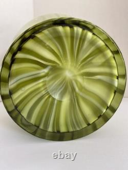 Vase en verre artistique vert vintage du 20ème siècle, grand, 40 cm