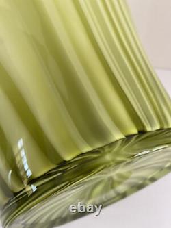 Vase en verre artistique vert vintage du 20ème siècle, grand, 40 cm