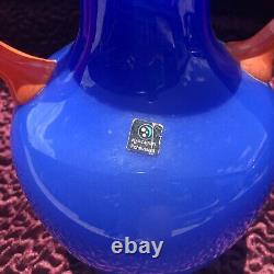 Vase en verre artistique vintage Marc Aurel Echtkristal Allemagne Lavande Bleu Orange 12