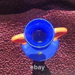 Vase en verre artistique vintage Marc Aurel Echtkristal Allemagne Lavande Bleu Orange 12