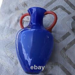 Vase en verre artistique vintage Marc Aurel Echtkristal Allemagne Lavande Bleu Orange 12