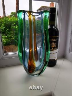 Vase en verre artistique vintage XLarge Mstisov Rhapsody conçu par Frantisek Zemek