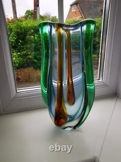 Vase en verre artistique vintage XLarge Mstisov Rhapsody conçu par Frantisek Zemek