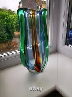 Vase en verre artistique vintage XLarge Mstisov Rhapsody conçu par Frantisek Zemek