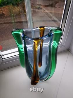 Vase en verre artistique vintage XLarge Mstisov Rhapsody conçu par Frantisek Zemek