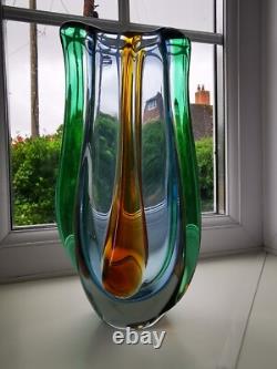 Vase en verre artistique vintage XLarge Mstisov Rhapsody conçu par Frantisek Zemek