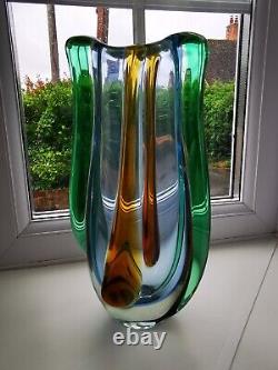 Vase en verre artistique vintage XLarge Mstisov Rhapsody conçu par Frantisek Zemek
