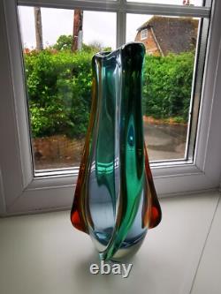 Vase en verre artistique vintage XLarge Mstisov Rhapsody conçu par Frantisek Zemek