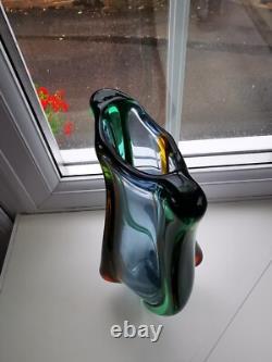 Vase en verre artistique vintage XLarge Mstisov Rhapsody conçu par Frantisek Zemek