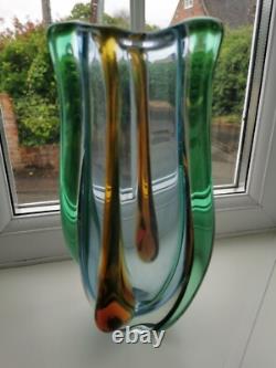 Vase en verre artistique vintage XLarge Mstisov Rhapsody conçu par Frantisek Zemek