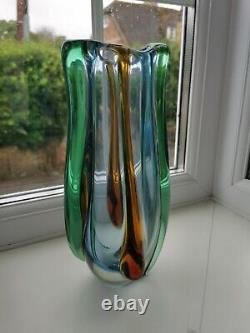 Vase en verre artistique vintage XLarge Mstisov Rhapsody conçu par Frantisek Zemek