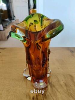 Vase en verre artistique vintage bohémien Mstisov de la gamme Niagara conçu par Karel Zemek
