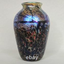 Vase en verre artistique vintage signé Eric Dandurand 1999 Phoenix Studios 7,25 pouces