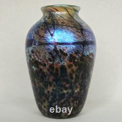 Vase en verre artistique vintage signé Eric Dandurand 1999 Phoenix Studios 7,25 pouces