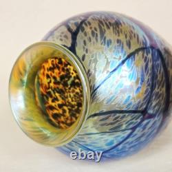 Vase en verre artistique vintage signé Eric Dandurand 1999 Phoenix Studios 7,25 pouces