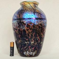 Vase en verre artistique vintage signé Eric Dandurand 1999 Phoenix Studios 7,25 pouces
