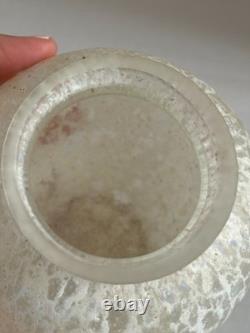 Vase en verre artistique vintage style SCAVO, blanc irisé, finition givrée, 4,75