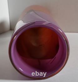Vase en verre artistique vintage violet et orange signé Magdanz Shapiro, 1981. (9)