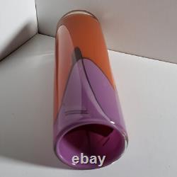 Vase en verre artistique vintage violet et orange signé Magdanz Shapiro, 1981. (9)