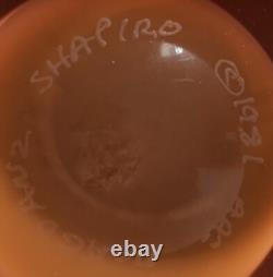 Vase en verre artistique vintage violet et orange signé Magdanz Shapiro, 1981. (9)